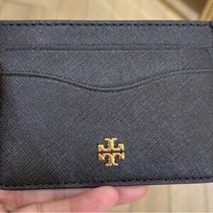 Tory Burch Black Card Holder with Gold Logo